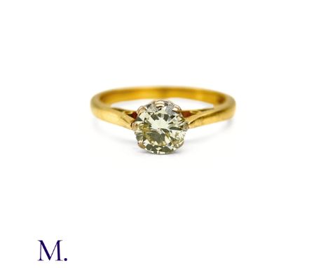 The 18ct yellow gold band is set with a single diamond of approximately 0.75ct. The band is hallmarked for 18ct gold.Box not 