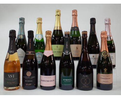 12 BOTTLES ENGLISH SPARKLING WINESixteen Ridges Pinot Noir Rosé Brut 2015; Halfpeny Green Brut 2018; Harrow + Hope Rosé Brut 