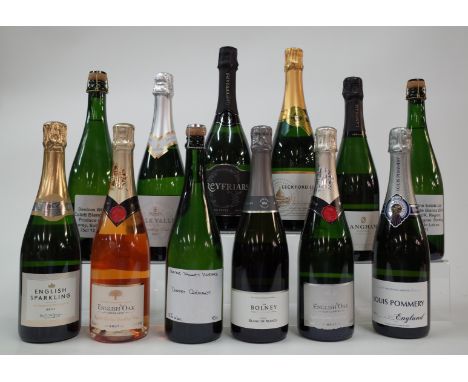 12 BOTTLES ENGLISH SPARKLING WINETesco Finest Brut NV; English Oak Vineyard Chinkapin Rosé Brut 2017 and San Gabriel Brut 201