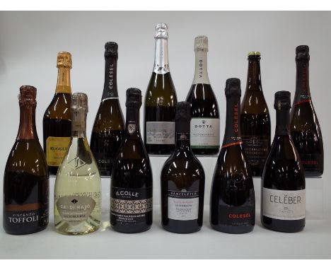 12 BOTTLES ITALIAN SPARKLING WINEVincenzo Toffoli Prosecco Superiore; Ca' Di Rajo Prosecco Superiore; Il Colle Prosecco Super