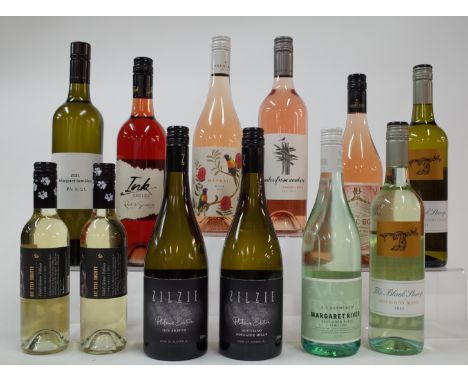 12 BOTTLES AUSTRALIAN WHITE AND ROSÉ WINE2 x Pinnacle Drinks Sit Stay Society Violet's Gruner Veltliner 2021 (375ml); Zilzie 