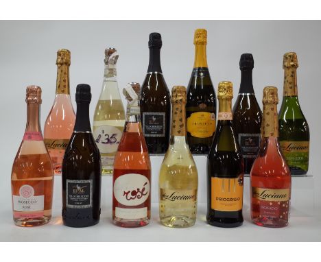 12 BOTTLES ITALIAN SPARKLING WINEAsda Fillipo Sansovino Rosé Extra Dry 2020, Extra Dry NV and Priogrigio Extra Dry NV;  Bival