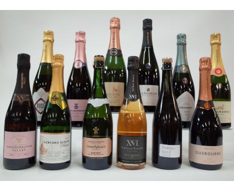 12 BOTTLES ENGLISH SPARKLING WINECotsworlds Woodchester Valley Brut Rose; Leckford Estate Brut 2016; Camel Valley Rose Brut; 