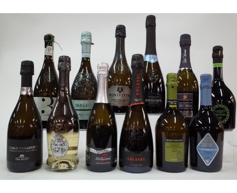 12 BOTTLES ITALIAN SPARKLING WINEDal Bello Asolo Prosecco 2020; Villa Sandi Asolo Prosecco; Vincenzo Toffoli Millesimi 7; Col