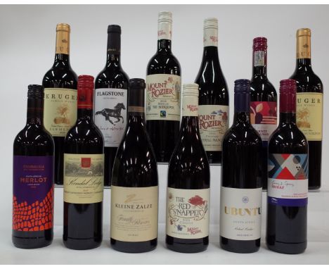 12 BOTTLES SOUTH AFRICAN RED WINEAldi Cambalala Limited Edition Merlot 2020; Journey's End Kendal Lodge Cabernet Sauvignon Me