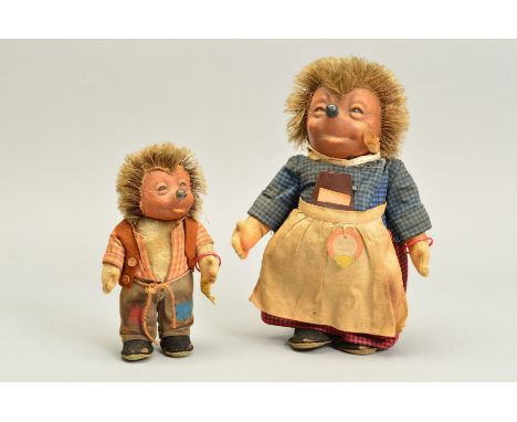 TWO STEIFF HEDGEHOGS, 'Mikki' and 'Mecki', both in playworn condition but appears complete, Mikki complete with card name tag