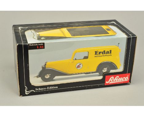 A BOXED SCHUCO TINPLATE CLOCKWORK MERCEDES BENZ 170V KASTENWAGEN (VAN) 'ERDAL', No.00035, 1/18 scale, not tested, complete wi