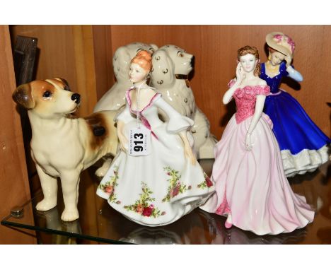 TWO ROYAL DOULTON FIGURES, 'Country Rose' HN3221 and 'Mary' (figure of the year 1992) HN3375, a Coalport figure 'Sarah' (figu