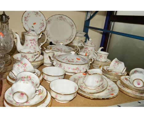 ROYAL ALBERT 'VICTORIANA ROSE', twelve dinner plates and six dessert bowls (all seconds) with Paragon China 'Victoriana Rose'