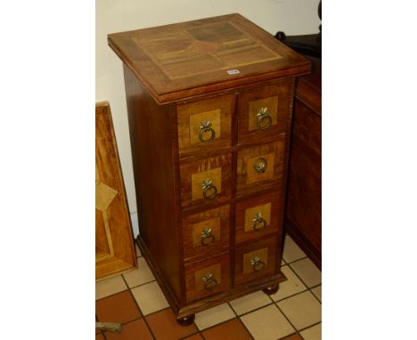 A TALL BARKER AND STONEHOUSE FLAGSTONE MANGO WOOD CD CHEST OF EIGHT DRAWERS, width 48cm x depth 48cm x height 96cm (some ligh