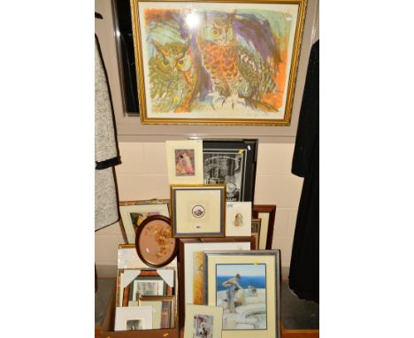 VARIOUS PICTURES AND PRINTS, to include Linda Jane Smith (British Contemporary), a still life study of sewing accoutrements, 
