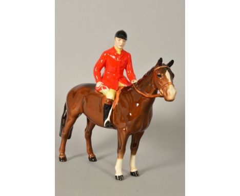 A BESWICK EQUESTRIAN FIGURE GROUP, 'HUNTSMAN' No 1501, style two, brown