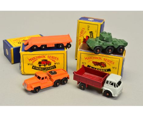 FOUR BOXED MATCHBOX 1-75 SERIES DIECAST VEHICLES, all contained on assorted type B &amp; C boxes which are complete with all 