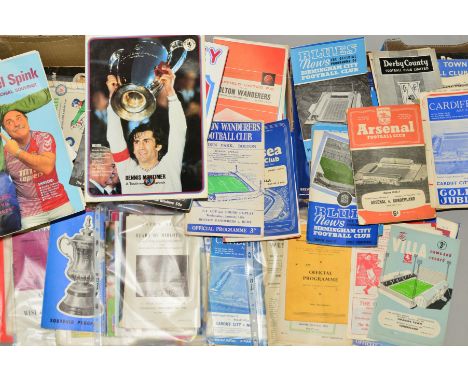 FOUR BOXES OF FOOTBALL PROGRAMS, MAGAZINES ,etc, to include 1961 European cup final programme, Barcelona vs Benfica, England 