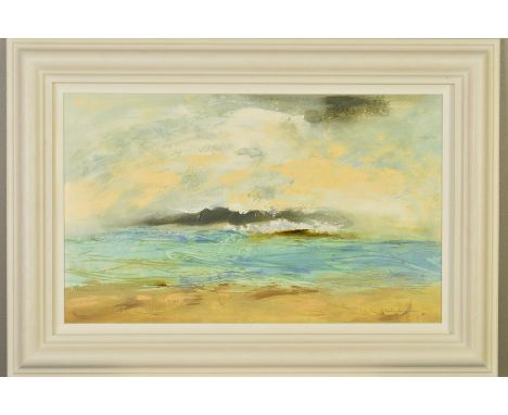 JANET RICHARDSON-BAUGHAM (AMERICAN CONTEMPORARY) 'OCEAN LIGHT VI', a coastal landscape, signed lower right, acrylic on board,