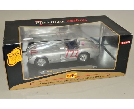 A BOXED MAISTO 1/18 SCALE PREMIER EDITION MERCEDES-BENZ 300 SLR MILLE MIGLIA 1955, No.36887, model has been autographed in pe