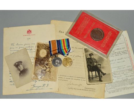 A PAIR OF WWI BRITISH WAR AND VICTORY MEDALS, named to 30118 Pte Thomas Stableford, 2nd/8th Btn Worcester Reg't, mounted on w