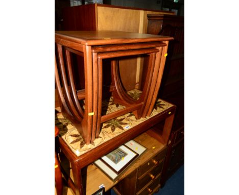 A G PLAN FRESCO TEAK NEST OF THREE TABLES and a teak tile topped coffee table (2)