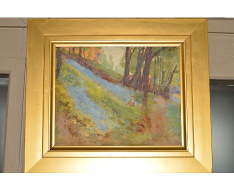 ARTHUR C MORGAN-SMITH (1904-1994), two young children picking bluebells in a woodland setting, signed bottom left, watercolou