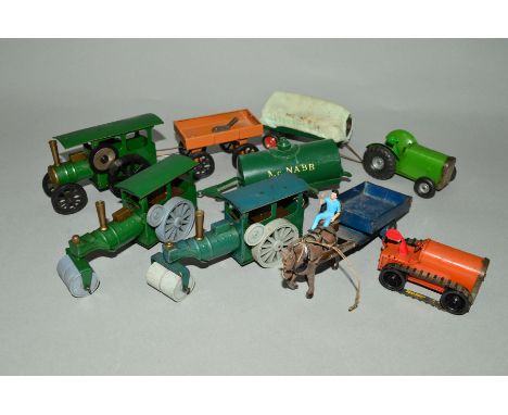 A QUANTITY OF TR-ANG MINIC VEHICLES, to include tracked farm tractor, No.11M, replacement seat and tracks, farm tractor, No.8