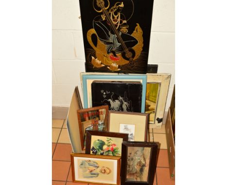A SMALL GROUP OF PAINTINGS ETC to include an oil on canvas signed Vincent with receipts dated 1953, a watercolour of fairies 