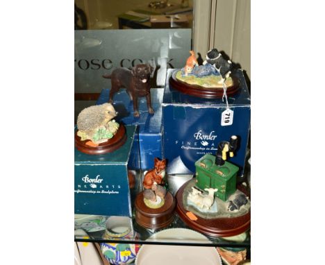 SIX VARIOUS ORNAMENTS, to include Border Fine Arts 'Washday Blues' RR04 (boxed), Labrador Standing, style two, A1156, chocola