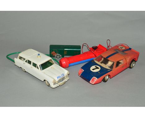 AN UNBOXED LOUIS MARX (HONG KONG) PLASTIC BATTERY OPERATED FORD ZEPHYR MKII FARNHAM ESTATE M1 MOTORWAY POLICE CAR (LM6045), n