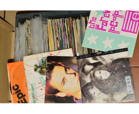 A TRAY CONTAINING OVER ONE HUNDRED AND FIFTY 7'' SINGLES, including Jeff Beck Group, Fleetwood Mac, The Doobie Brothers, Roxy