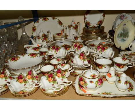 ROYAL ALBERT 'OLD COUNTRY ROSES' DINNER, TEA AND COFFEE WARES, including two tureens, gravy boat and stand, serving dish, ova