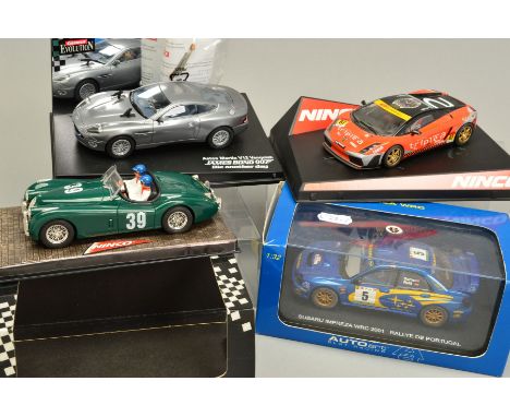 A QUANTITY OF ASSORTED SLOT CAR RACING MODELS, Ninco Jaguar XK-120 'Liege-Rome-Liege', No.50160, Nineo Lamborghini Gallardo-T