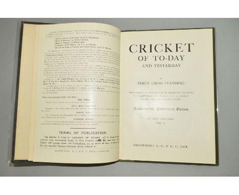 BOOK - CRICKET OF TODAY, illustrated by Percy Cross Standing 128pp, edition deluxe - special subscription edition (not obtain