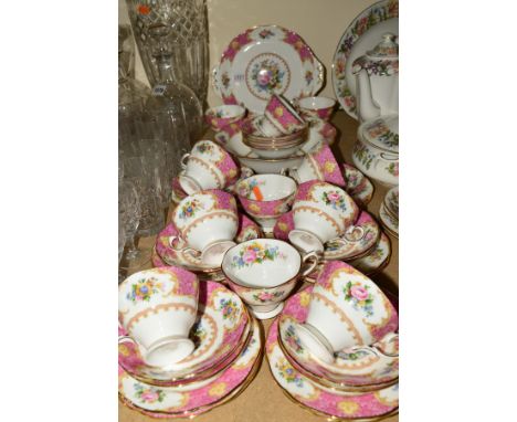 ROYAL ALBERT 'LADY CARLYLE' (SECONDS) TEAWARES, to include cake plate, eleven cups, eleven saucers, twelve side plates, fruit