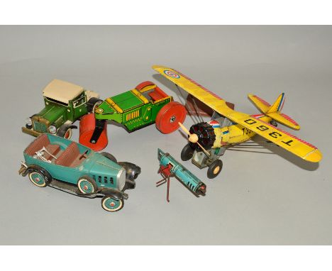 A QUANTITY OF TINPLATE AND METAL TOYS, to include Tipp &amp; Company lithographed tinplate lorry tractor unit (no trailer) ha