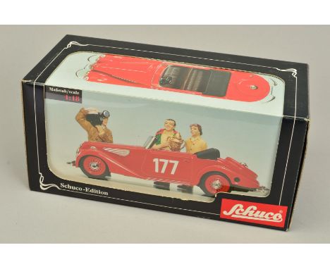 A BOXED SCHUCO TINPLATE CLOCKWORK B.M.W. 327 RENNSPORTWAGEN (RACING CAR) 'DEUTSCHE REICHSPOST', No.88-01, 1/18 scale, not tes