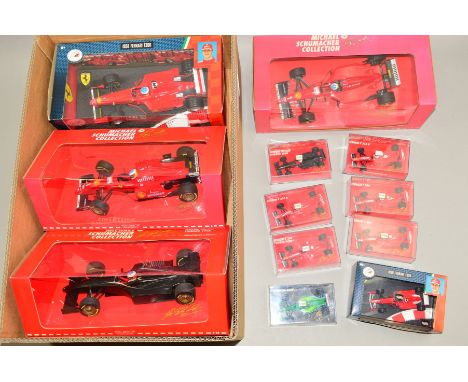 A QUANTITY OF BOXED MINICHAMPS &amp; MATTEL HOT WHEELS RACING DIECAST 1/18 AND 1/43 SCALE MICHAEL SCHUMACHER COLLECTION FORMU