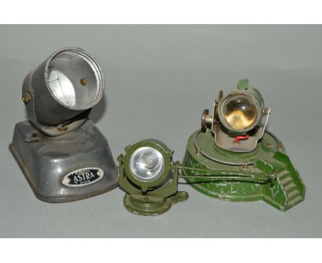 THREE UNBOXED ASTRA-PHAROS SEARCH LIGHT MODELS, not tested, playworn condition, one missing lens