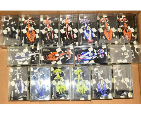 A QUANTITY OF BOXED MINICHAMPS DIECAST 1/43 SCALE ARROWS &amp; MINARDI FORMULA 1 RACING CARS, assorted models, years a driver