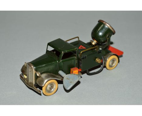 A TRI-ANG MINIC SEARCHLIGHT LORRY, No.49ME, dark green cab, body and searchlight, chrome wings, complete with bulb, light not