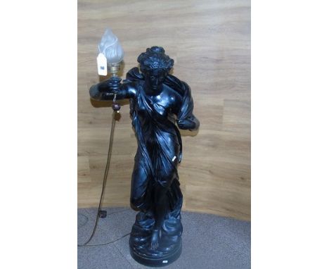 REGENCY LAMP BASE IN EBONIZED PLASTER BY HUMPHREY HOPPER LONDON 1816 ADAPTED FOR ELECTRIC WITH BLACK FABRIC CABLE WITH PUSH B