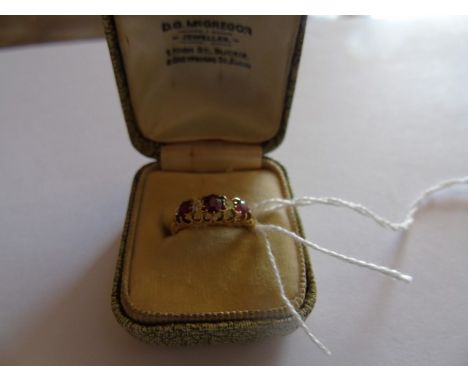 18CT GOLD 3 RUBY &amp; 2 DIAMOND RING SIZE 'L' 2.5GRMS EST [£60-£90]