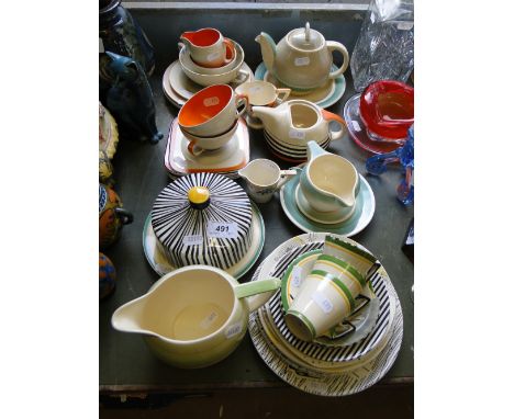Various Susie Cooper teapots, cups, saucers & plates, Homemaker plate etc