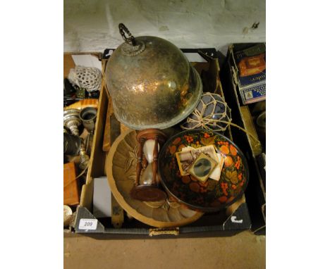 A silver plated meat cover, egg timer, sea shell, etc