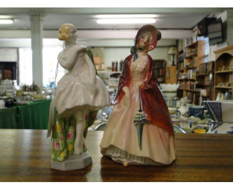 Royal Worcester girl, 2999, & a Royal Doulton figure "Paisley Shawl"
