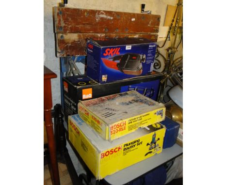 Black & Decker Workmate, Black & Decker mitre saw, plunge router, & other tools