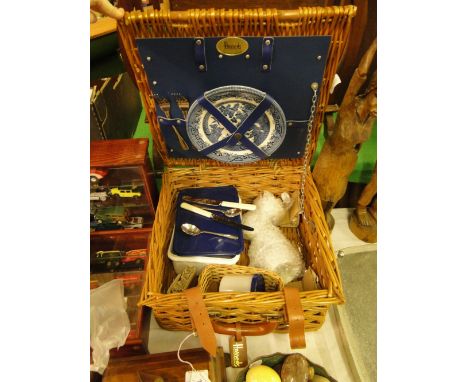 A Harrods wicker picnic hamper & contents