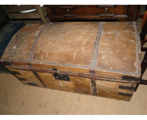 A 19th century dome top hide covered trunk