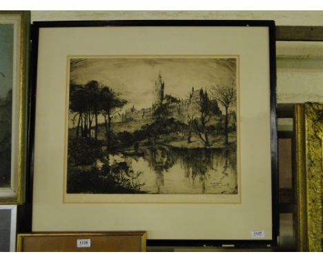 Susan Crawford, Etching "The University, Glasgow"