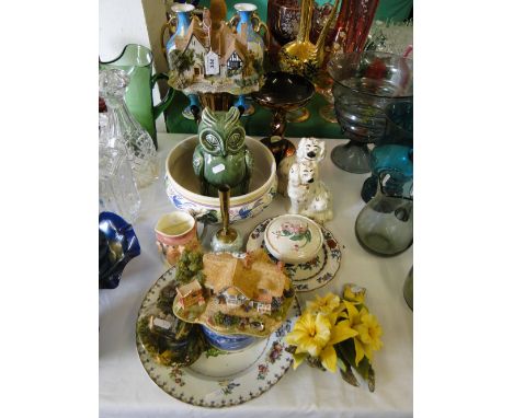 Lilliput Lane cottages, Poole Pottery fruit bowl, ornaments, etc