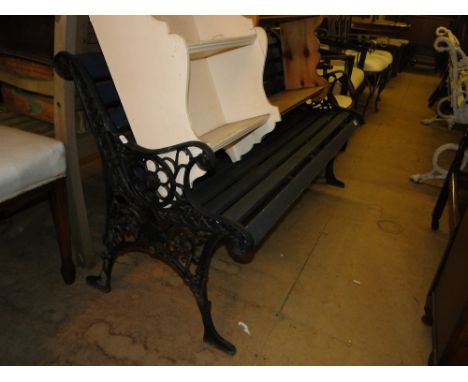A Painted, slatted & cast iron garden bench