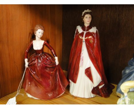 A Coalport figure & a Royal Worcester figure of the Queen